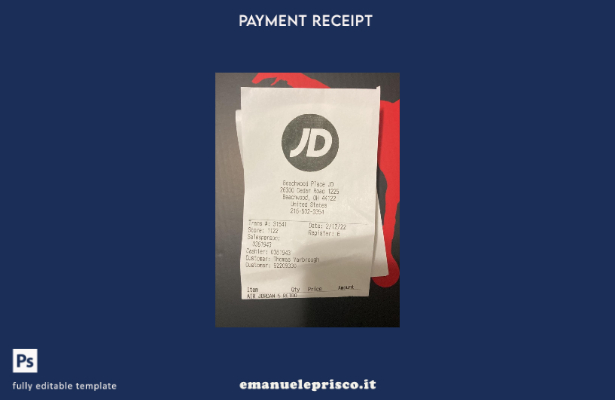 modello di ricevuta di pagamento USA Jd in stile verificato